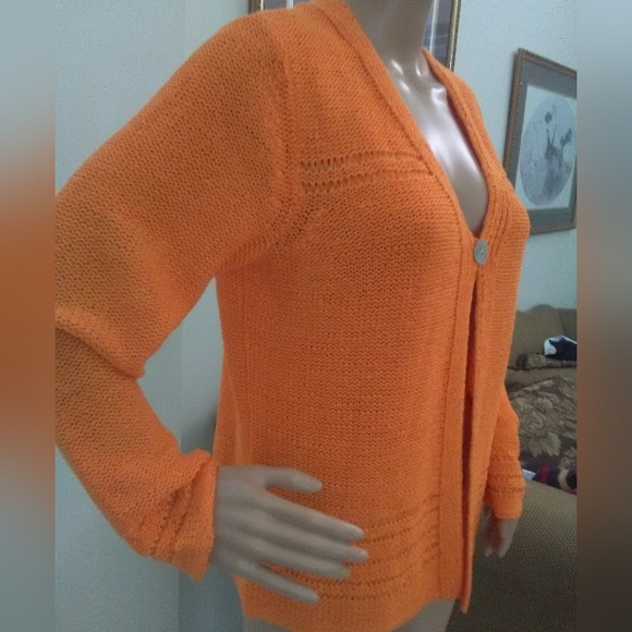 BEAUTIFUL KNIT SWEATER BY CRAZY HORSE COLLECTION ORANGE SZ. MED PERFECT COND - Picture 6 of 6